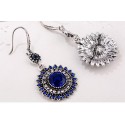 Crochet pendant blue bohemian earrings - Ref B010 - 04