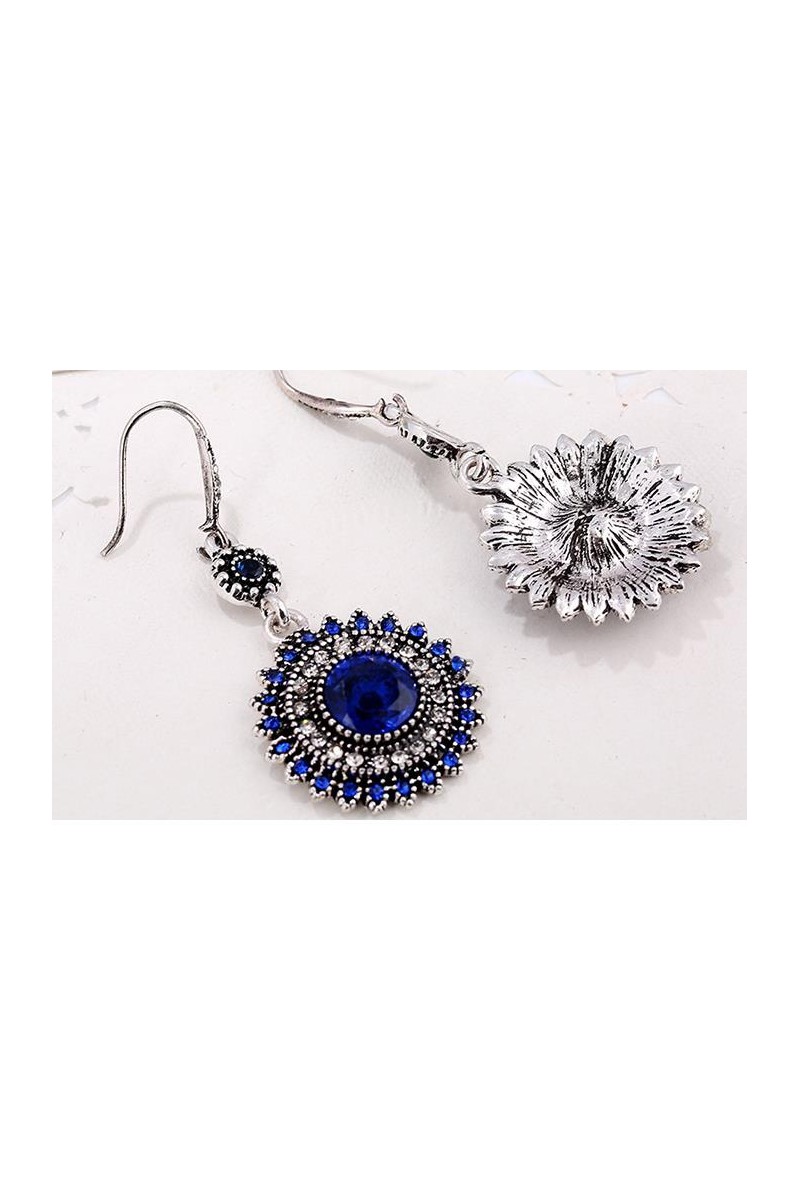 Boucles D'oreilles Pendantes En Cristal De Bohême Bleu Le Bijou Français - Neuves Avec étiquettes