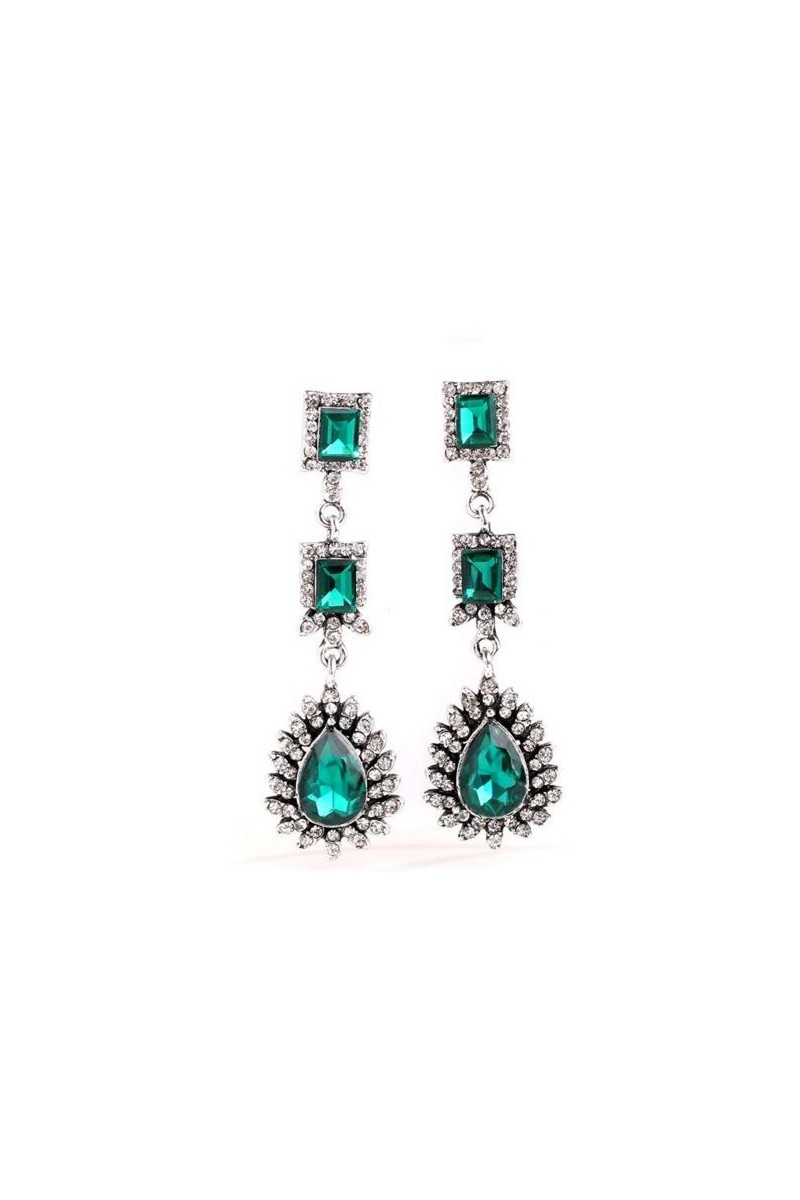Best green statement earrings wedding - Ref B048 - 01