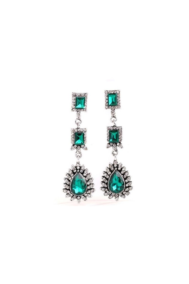 Boucle d'oreilles de mariée vert - Ref B048 - 01 Boucle d'oreilles de mariée vert - Ref B048 - 01
