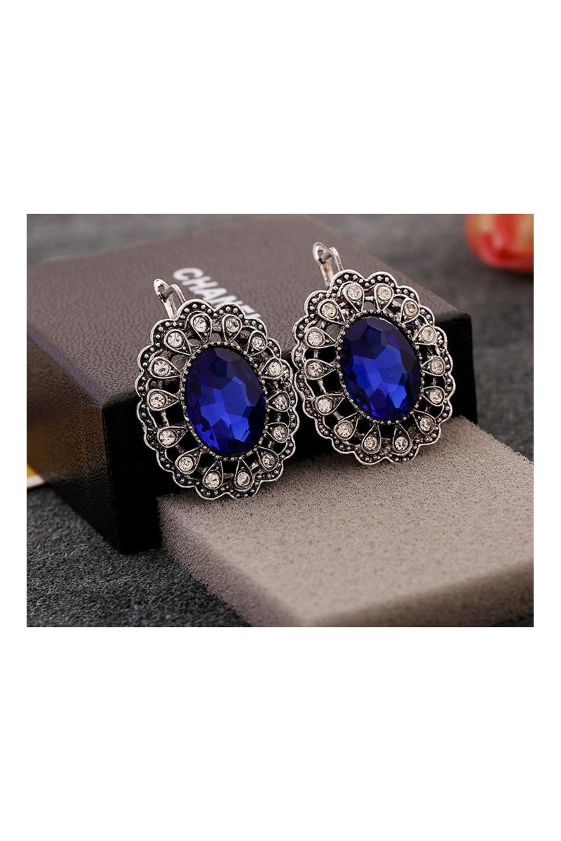 Boucle d'oreilles bleu saphir - Ref B049 - 01