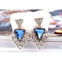 Blue triangle crystal fancy earrings - Ref B053 - 02