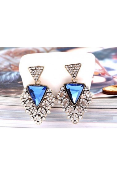 Blue triangle crystal fancy earrings - B053 #1