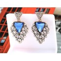 Blue triangle crystal fancy earrings - Ref B053 - 03