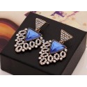 Blue triangle crystal fancy earrings - Ref B053 - 04