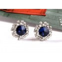 Sparkling blue sapphire stud earrings - Ref B057 - 03