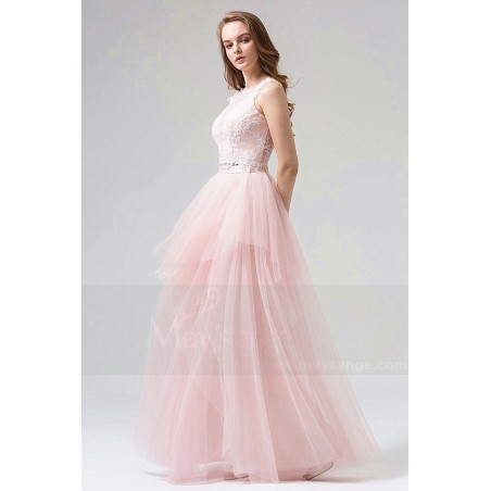 Chic Pink Lace Bal Gown Dress In Two Pieces
