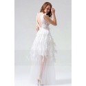 WHITE DRESS FOR AN ENGAGEMENT PARTY V LACE NECKLINE - Ref L812 - 02