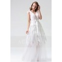 WHITE DRESS FOR AN ENGAGEMENT PARTY V LACE NECKLINE - Ref L812 - 03