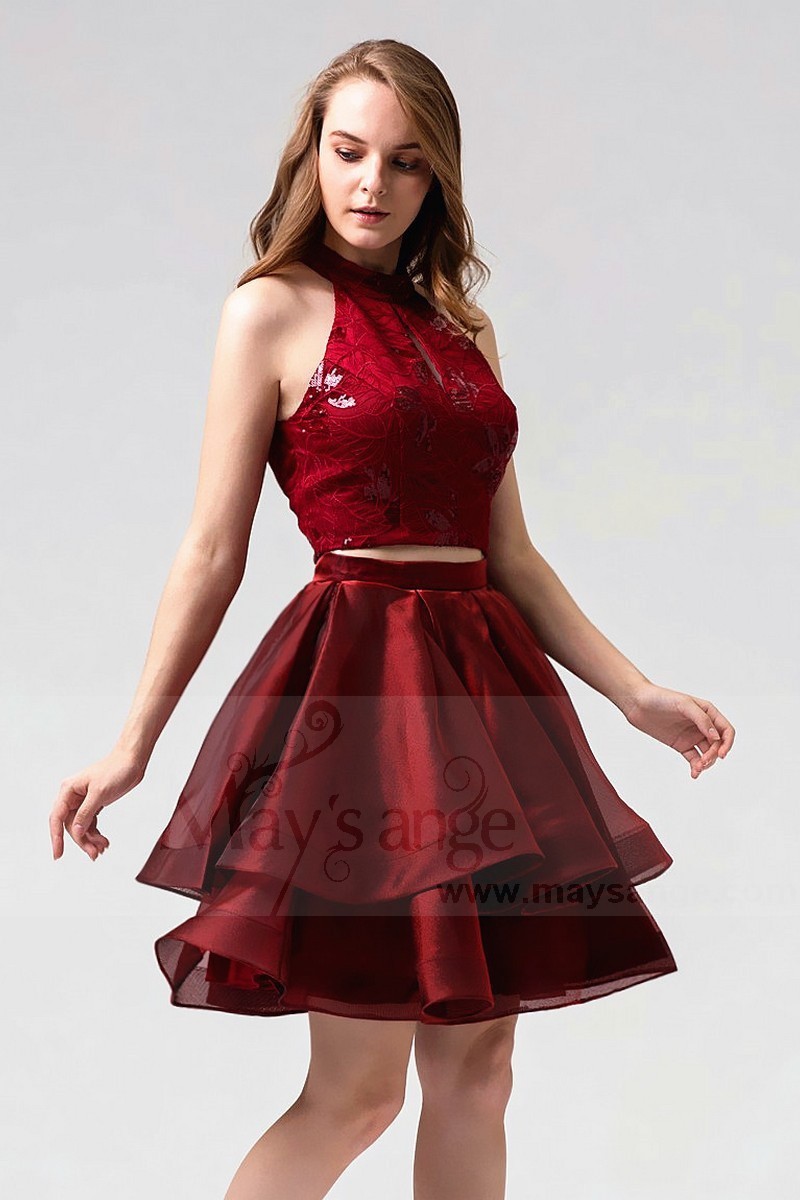 Red Burgundy Organza Mermaid Dress