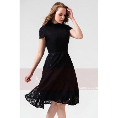 Short Black Lace Dress With Sleeves
