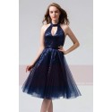 robe de cocktail bleu marine habillée pailletés pour mariage - Ref C860 - 02