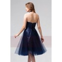 Sequin Navy Blue Short Backless Dress - Ref C860 - 03