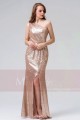 robe ceremonie champagne pour mariage soirée bretelle asymétrique Maysange - Ref L827 - 03