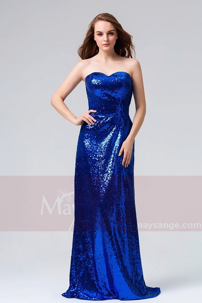 robe de soirée longue bustier bleu roi paille très habille pour mariage gala - Ref L825 - 01 robe de soirée longue bustier bleu roi paille très habille pour mariage gala - Ref L825 - 01