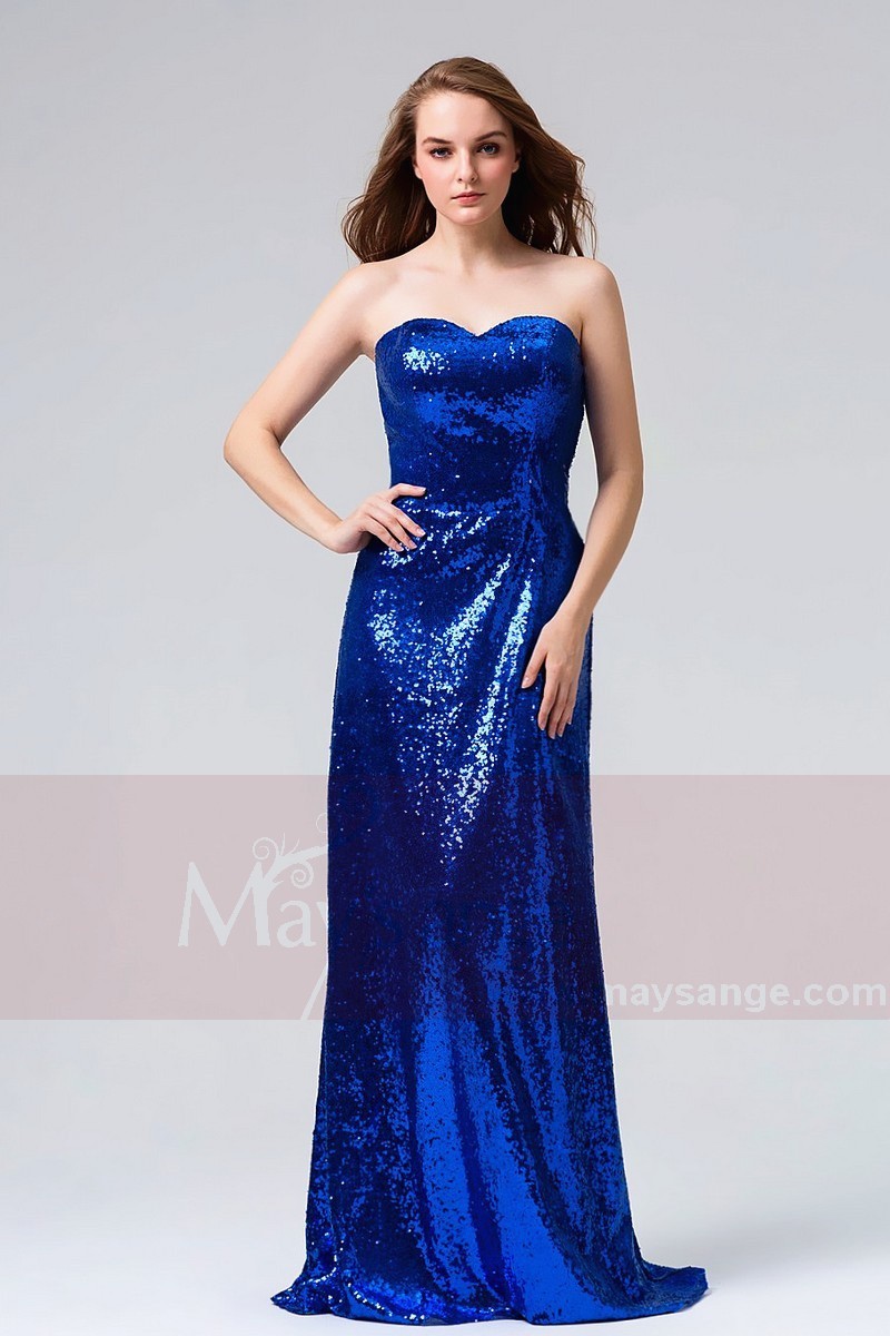 Robe De Soirée Longue Bustier Bleu Roi Paille Très Habille Pour Mariage Gala