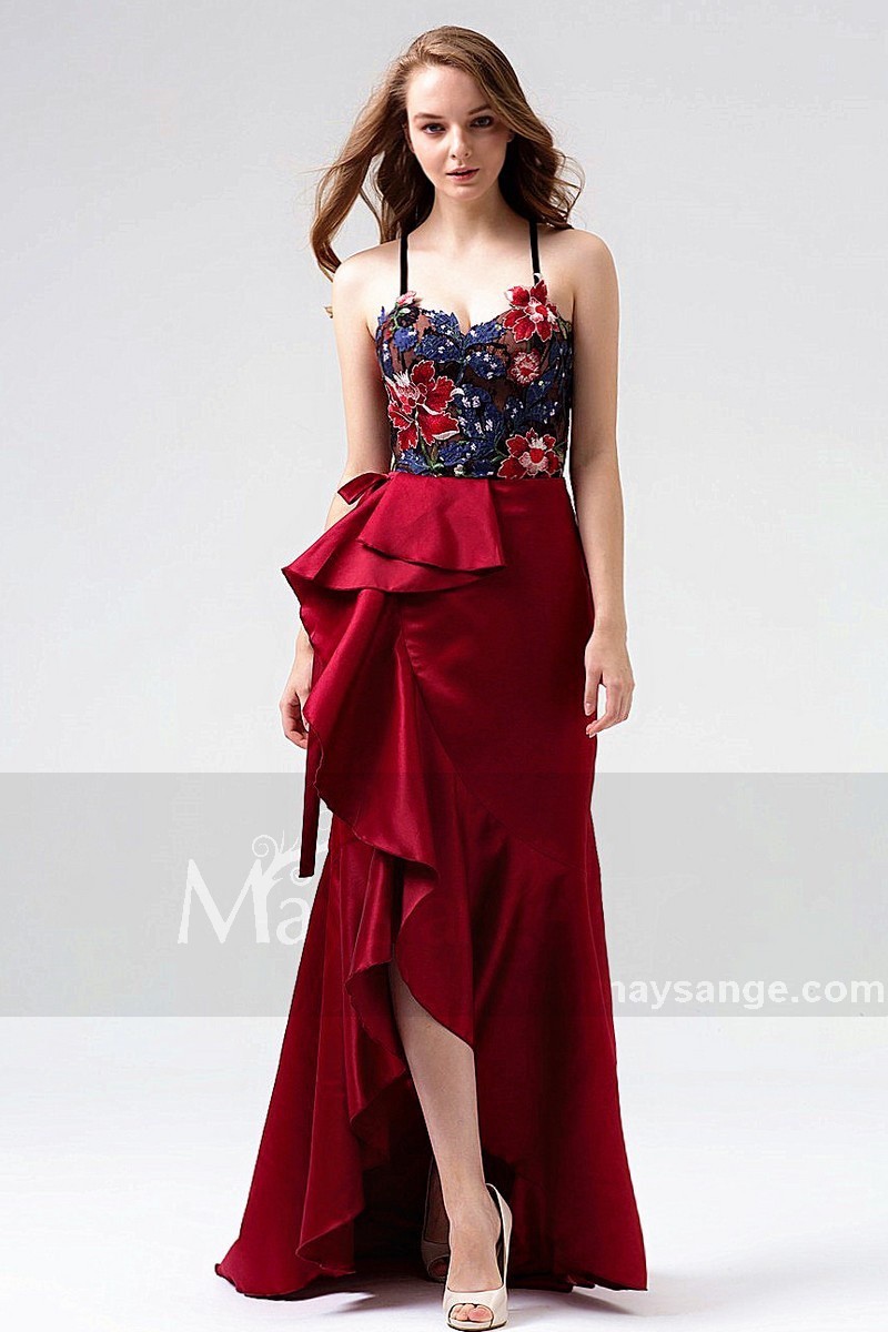 robe soirée long bordeaux L818