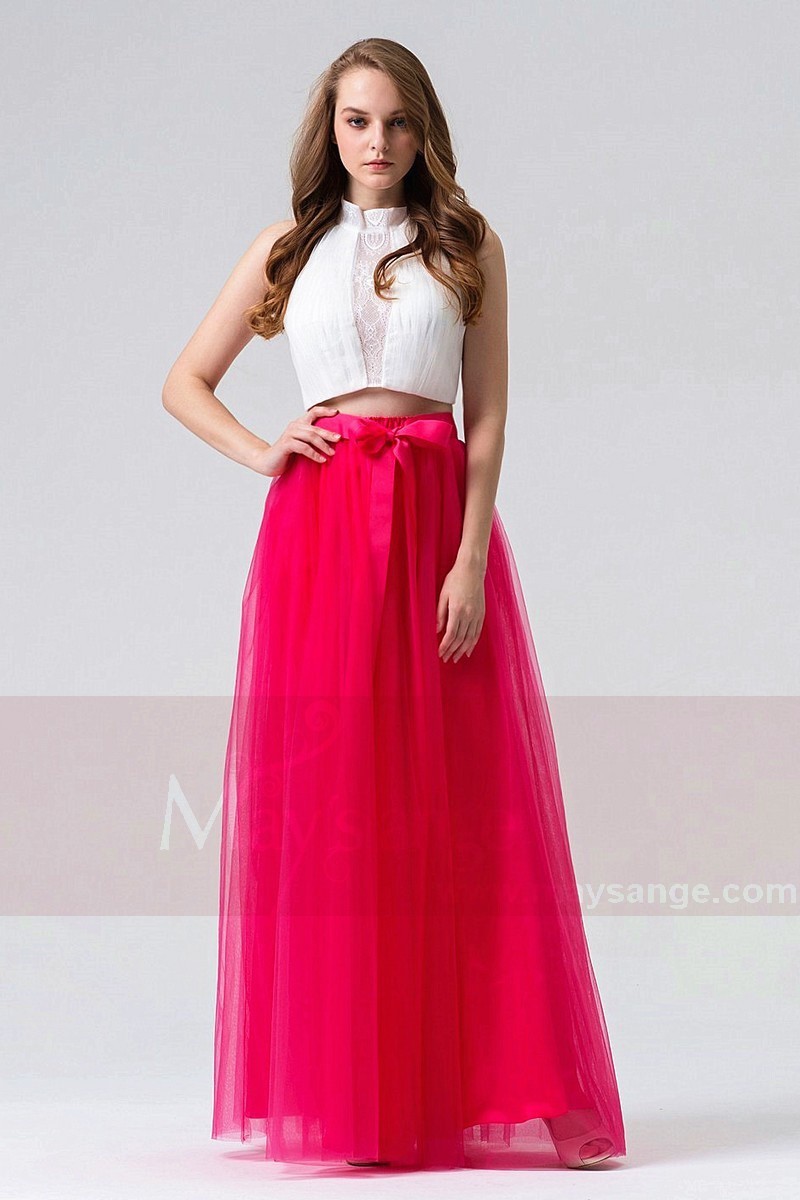 TWO PIECES BICOLOR LONG DRESS FOR WEDDING CEREMONY - Ref L830 - 01