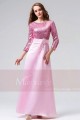 Beautiful Sequined Pink Gala Night Dress With Long Sleeves - Ref L823 - 03