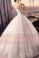 belle robe de mariée bustier princesse vaporeuse en dentelles perlées - Ref M398 - 04