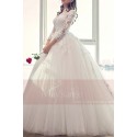 White Long Sleeve Gorgeous Lace Wedding Dress With High Neck - Ref M406 - 03