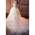 Cap Sleeve Tulle White Wedding Dress With Cascading Ruffle Skirt - Ref M407 - 04