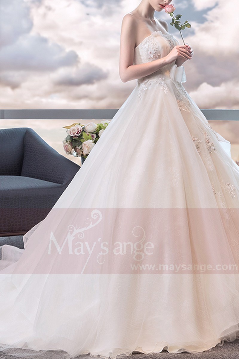robe de mariée simple bustier pas cher - Ref M397 - 01