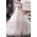 magnifique robe de mariage blanche bustier en dentelle brodée - Ref M401 - 02