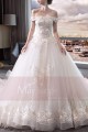 Gorgeous White Strapless Embroidered Lace Wedding Dress - Ref M401 - 02