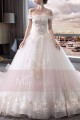 magnifique robe de mariage blanche bustier en dentelle brodée - Ref M401 - 02