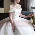 magnifique robe de mariage blanche bustier en dentelle brodée - Ref M401 - 04