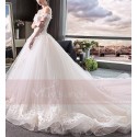 Gorgeous White Strapless Embroidered Lace Wedding Dress - Ref M401 - 05