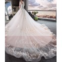 magnifique robe de mariage blanche bustier en dentelle brodée - Ref M401 - 06