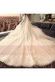 Champagne Pale Wedding Dress Illusion Lace And 3D Embroidery - Ref M393 - 05