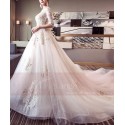 Ivory Organza And Lace Wedding dress With Long Illusion Sleeve - Ref M394 - 02