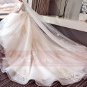 Ivory Organza And Lace Wedding dress With Long Illusion Sleeve - Ref M394 - 03
