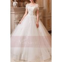 Short Sleeve White Princess Wedding dress With Lace Bodice - Ref M404 - 03