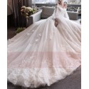 Off-The-Shoulder Custom Made Vintage Wedding Dress With Bishop Sleeve - Ref M396 - 04