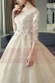 Organza Long Sleeve Princess Style Wedding Dress Champagne - Ref M395 - 02
