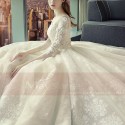 Organza Long Sleeve Princess Style Wedding Dress Champagne - Ref M395 - 03