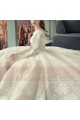 Organza Long Sleeve Princess Style Wedding Dress Champagne - Ref M395 - 03