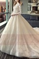 Organza Long Sleeve Princess Style Wedding Dress Champagne - Ref M395 - 04