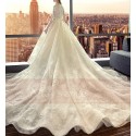 Organza Long Sleeve Princess Style Wedding Dress Champagne - Ref M395 - 05
