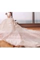 Long Train Lace Beaded Wedding Dress With Sleeves - Ref M403 - 05