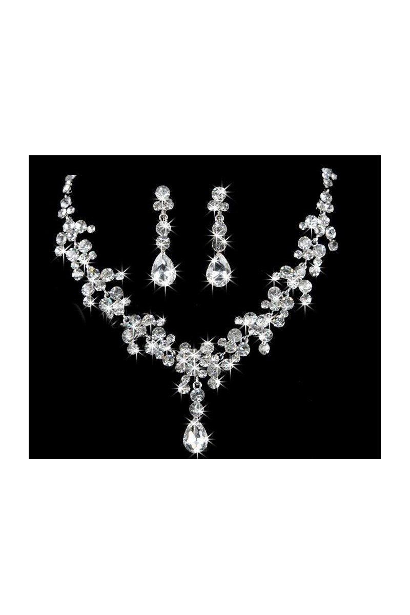 Stylish crystal white wedding necklace - Ref E003 - 01