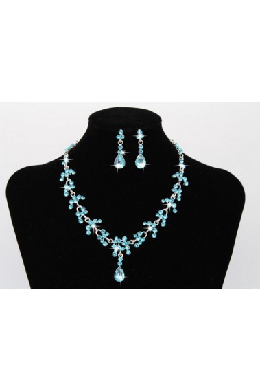 Cheap rhinestone blue pendant necklace - E004 #1