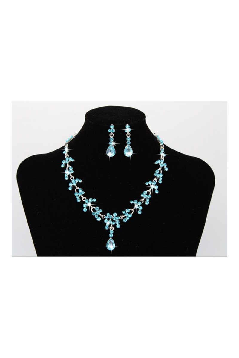 Cheap rhinestone blue pendant necklace - Ref E004 - 01