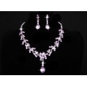 Bijoux collier et boucle oreille violet - Ref E002 - 02