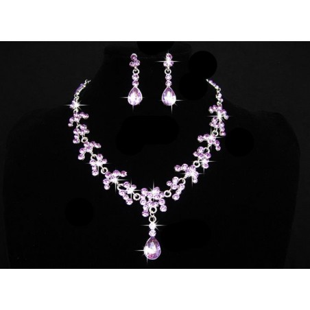 Bijoux collier et boucle oreille violet