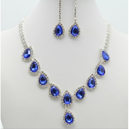 Cheap blue stone necklace and earring